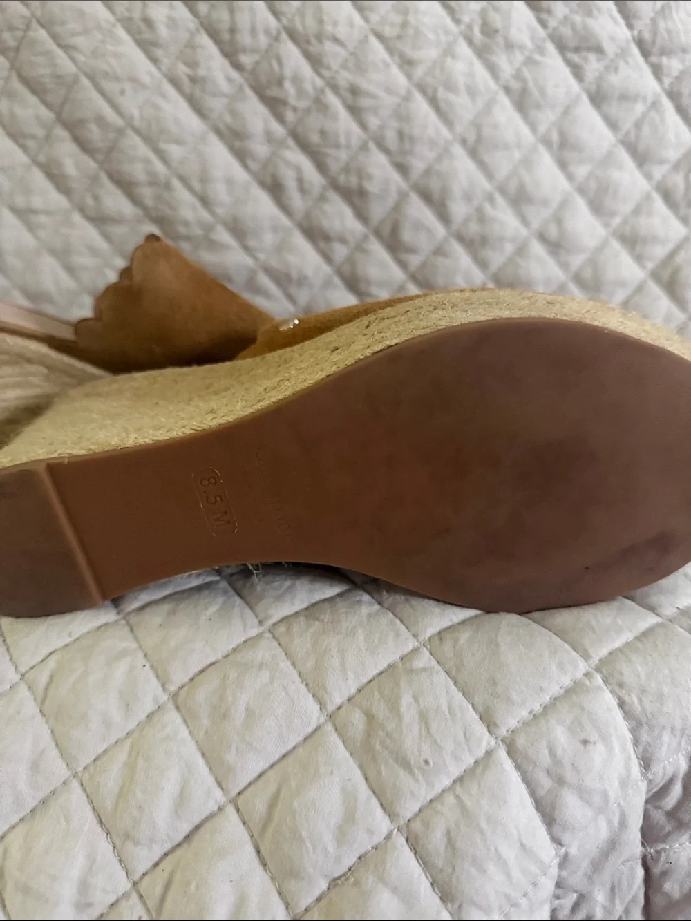 kate spade Tan Suede Espadrille Wedge Slides